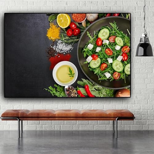 Toile Peinture Scandinave Cuisine KEBIA Épices Légumes 60x80