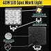 MUVKQC LED Work Lights for Truck 10pc 4.5 Inch Square LED Light Pods 12V 24V 48W 8000lm Cube Waterproof Off-Road Light Bar for Tractor Car Boat ATV UTV RV Golf Cart Lawn Mower