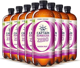Gutsy Captain Kombucha ZERO - 8x1l - ZERO sugar, ZERO calories - Kombucha Tea, Certified Organic, Raw and Vegan - 8 x 1000ml ZERO (Ginger Lemon)