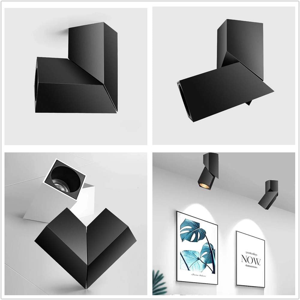 LED Indoor Ceiling Spotlight 360°Adjustable Wall Light - Art DIY Spotlights -12W Warm White Light 3000K Ceiling Downlight -Surface Mounted COB Lighting Swivel lamp (Black-3000K)