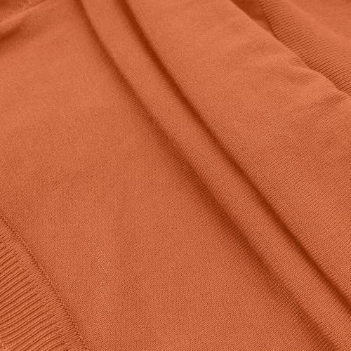 Women's Cardigan Sweater V Neck Lightweight Button Front Knit Tops Orange - image 6