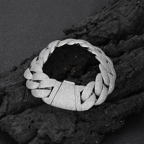 14K Gold Hip-Hop 22mm Bubble Cuban Chain Moissanite Bracelet for Men, Dazzling and Luxurious, Perfect for Men Who Love Bold Fashion Statements2