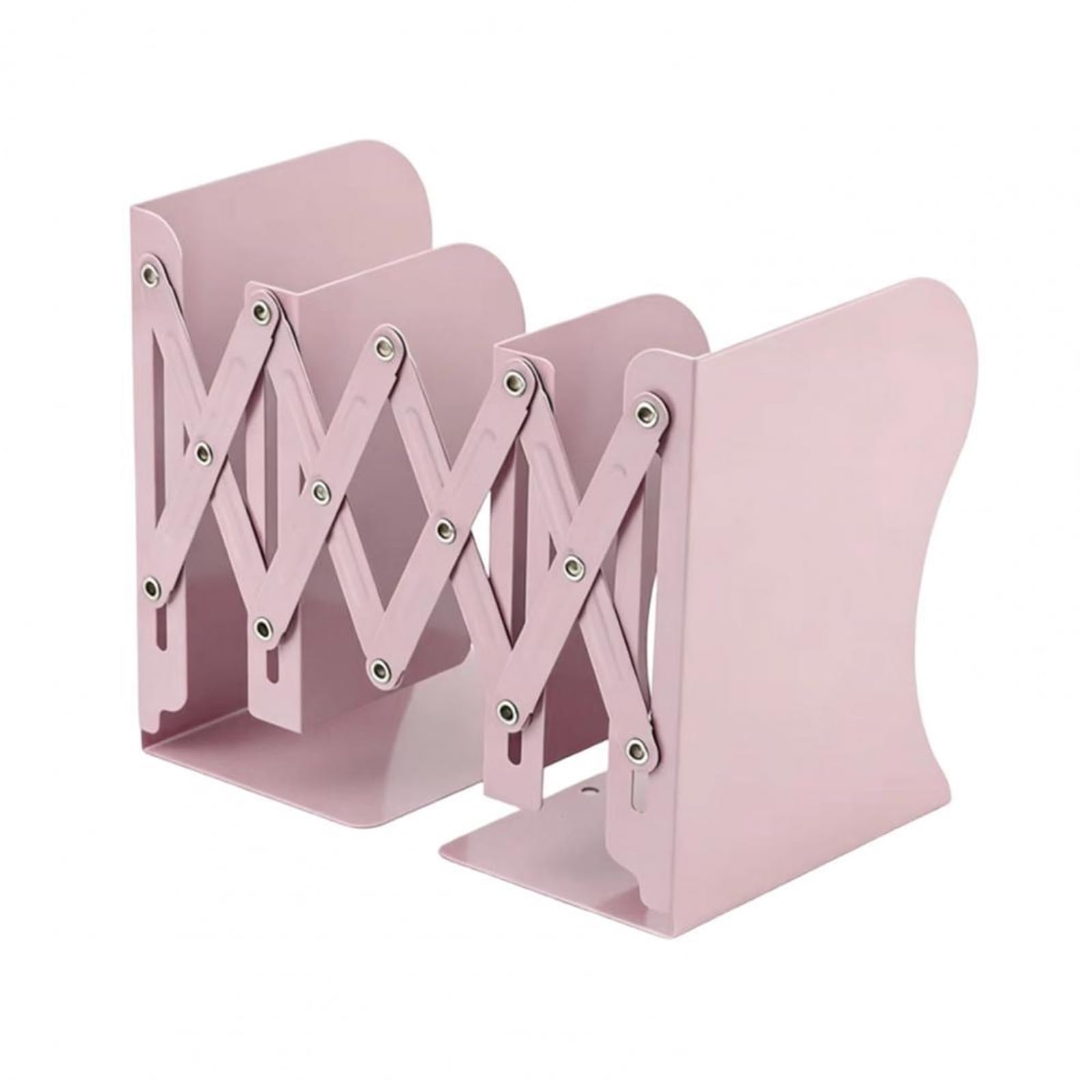 Desktop Bookends 1pcs Macaron Color Retractable Bookend Desk Expandable Book Holder with Non-Slip Base Metal Office Home Study for Home Office School Library(Pink)