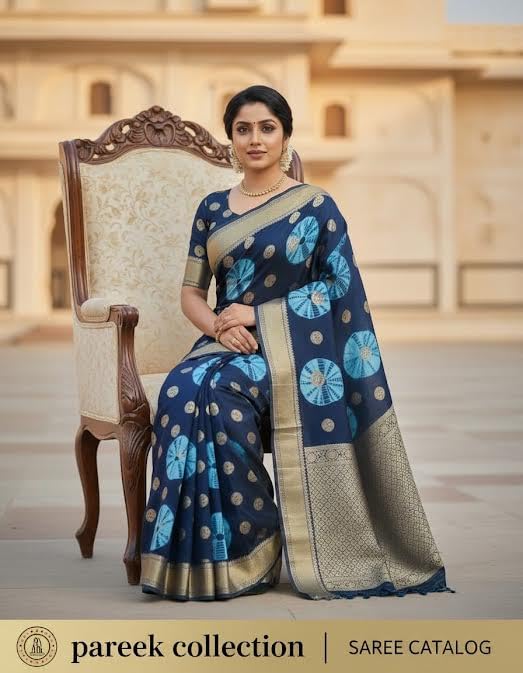 Image of Women's Georgette Batik Print Saree with Woven Zari Border Traditional Saree for Wedding Festival Use