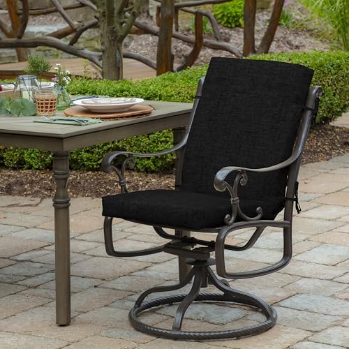 Image of Arden Outdoor Midback Chair Cushion, 18 x 16.5, Rain-Proof, Fade Resistant Black Leala