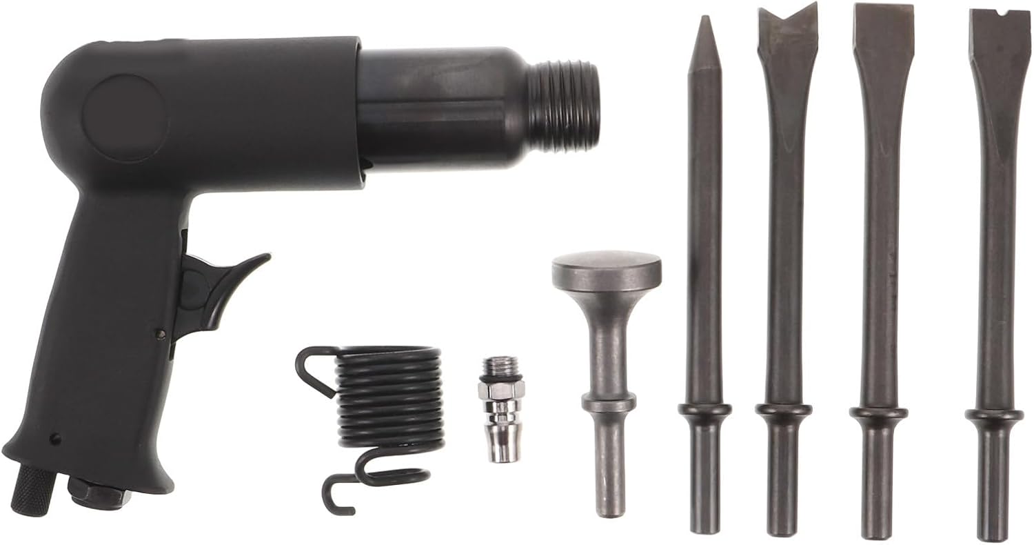 1 Set Air Hammer Kit: 190mm Pneumatic Chisel Automotive Tools Mechanic Set for Brake Pads Car Metal Rust Removal Heavy-Duty Hammer Pneumatic Tool
