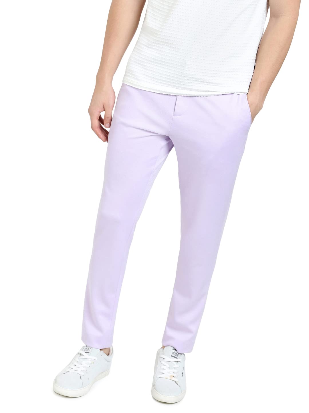 Jack & Jones Men's Mid Rise Polyester Blend Slim Fit Pants in neutral
