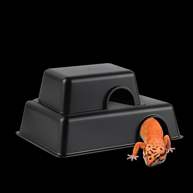 Foto 8 de 8 de Caja escondite para reptiles, escondite de animales pequeños para arañas, roedores, lagartos, L, negro, L