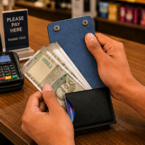 Image of The Wallet Store ClickKiss Genuine Leather Wallet for Men - Blue