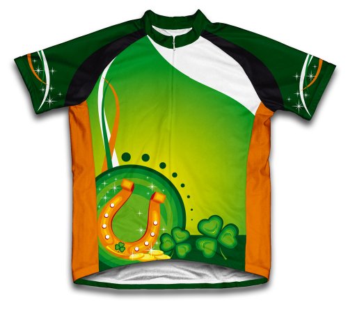 ScudoPro St. Patrick's Day Horse Shoe Short Sleeve Cycling Jersey for Youth - Size XS Green