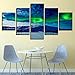Produktbild mbxztm Leinwand Wand Kunstdrucke Poster Wohnkultur Rahmen 5 Stück Bilder Schnee Berg Aurora Gemälde Polar Region Landschaft Bilder-Rahmen