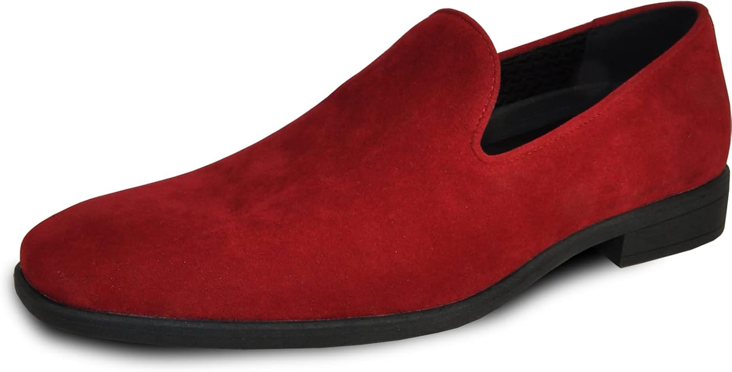 VANGELO Men Dress Shoe King-5 Loafer Slip On Formal Tuxedo for Prom Wedding Ortholite Insole Red Size 10.5M