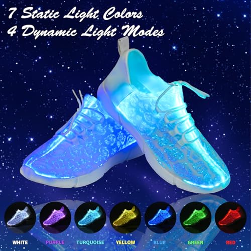 Chaussures LED rechargeables USB avec fibre optique active