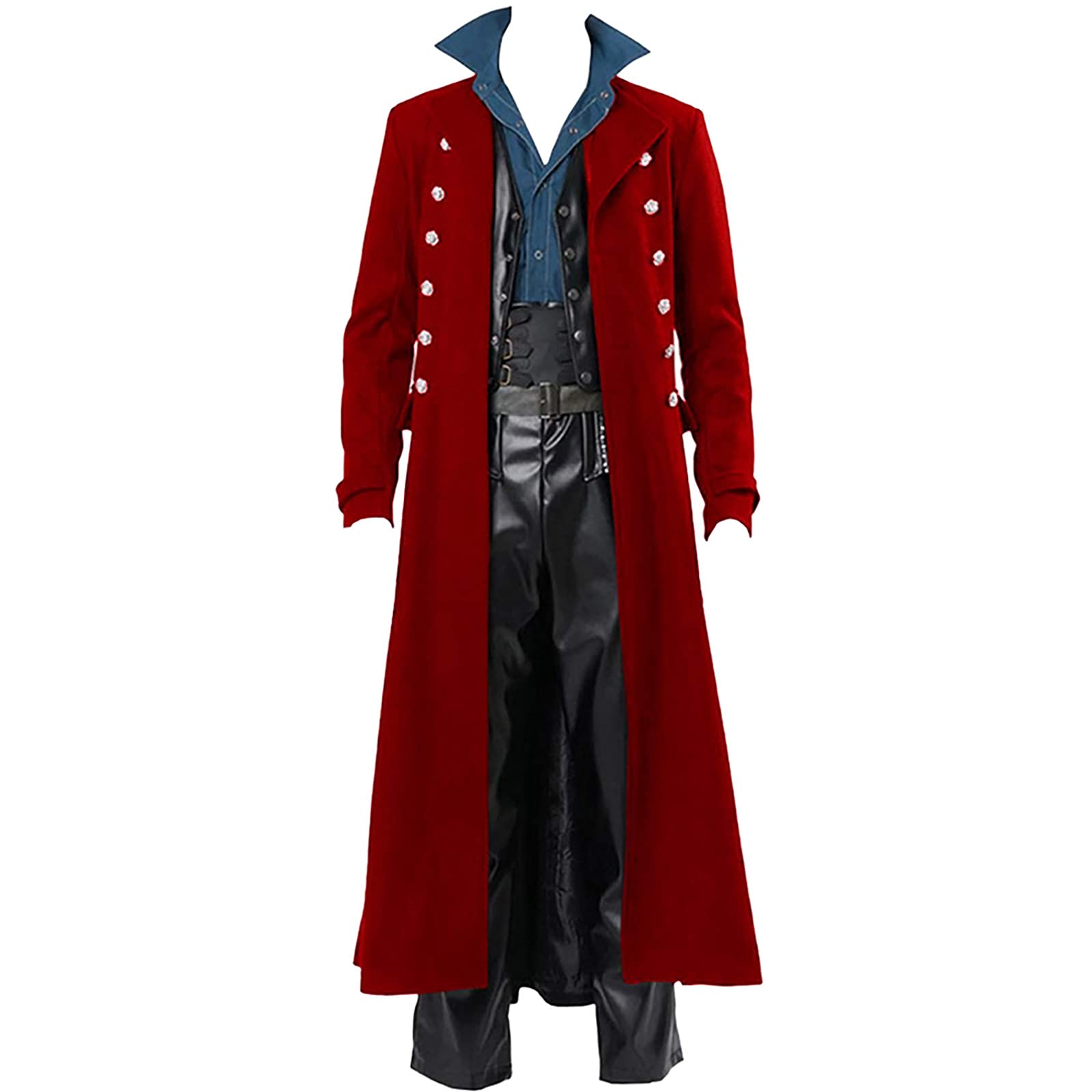 Men's Steampunk Gothic Long Coats Halloween Costume Cosplay Costumes Mens Medieval Vintage Tailcoat Jacket Renaissance Gothic Frock Coat Men Long Trench Coat Outwear Goth Motorcycle Windbreaker