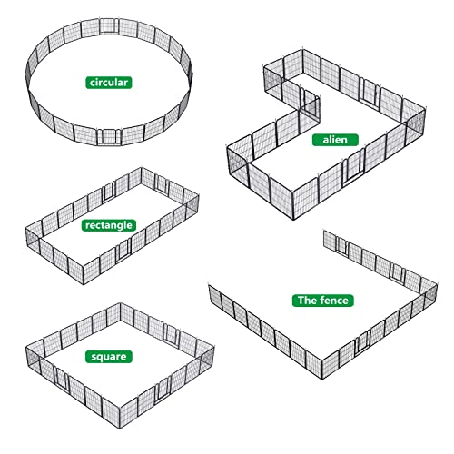 Image of Dog Playpen,32 /40 /45 Inch Height in Heavy Duty, Folding Indoor Outdoor Anti-Rust Dog Exercise Fence, Portable Pet Playpen with Door for Large Medium Small Dogs and Pet (24 Panels, 32 Inch) Silver