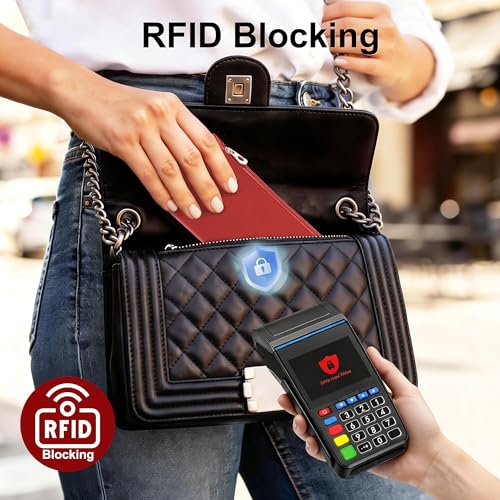 Image of Tipmile Slim Wallet for Women, RFID Blocking Credit Card Holder | Thin Compact Bifold Wallet with Zipper, Ladies Gift