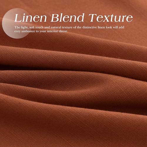 Image of Nanspring Terracotta Linen Curtains 102 Inches Long for Living Room Textured Lightweight Elegant Modern Decor Curtain Drapes Grommet Semitransparent Light Filter Treatments Panel for Bedroom 52X102