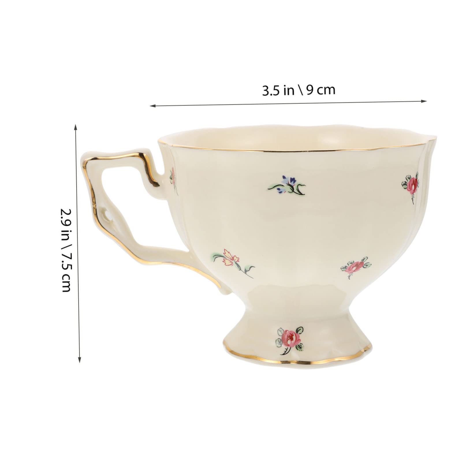 VICASKY Keramik Kaffeebecher Satz im Europäischen Stil mit Untertassen Retro Design aus Keramik für Kaffee und Milch Zuhause oder Büro Zufällige Farbe