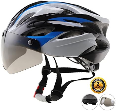 EASECAMP Cycling Bike Helmet with Detachable Magnetic Visor Goggles Shield (Blue)