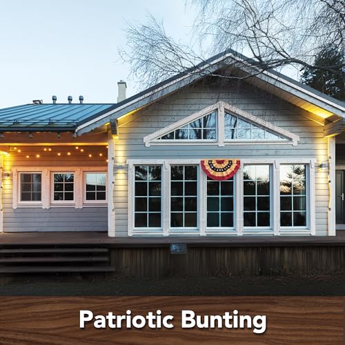 Burlap Patriotic Bunting USA 72" x 36" Pleated Banner with Grommets by Briarwood Lane - Image 5