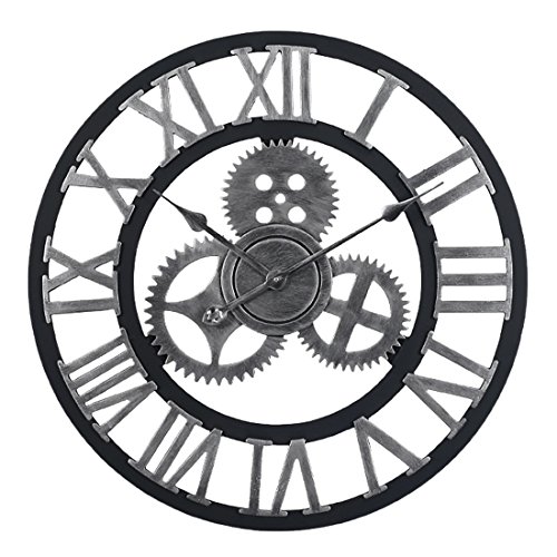 YVSoo 60cm Relojes de Pared XXXL Reloj Muy Elegante Estilo Industrial Reloj Silencioso Reloj Decorativo para Salón, Cocina, Habitación, Oficina
