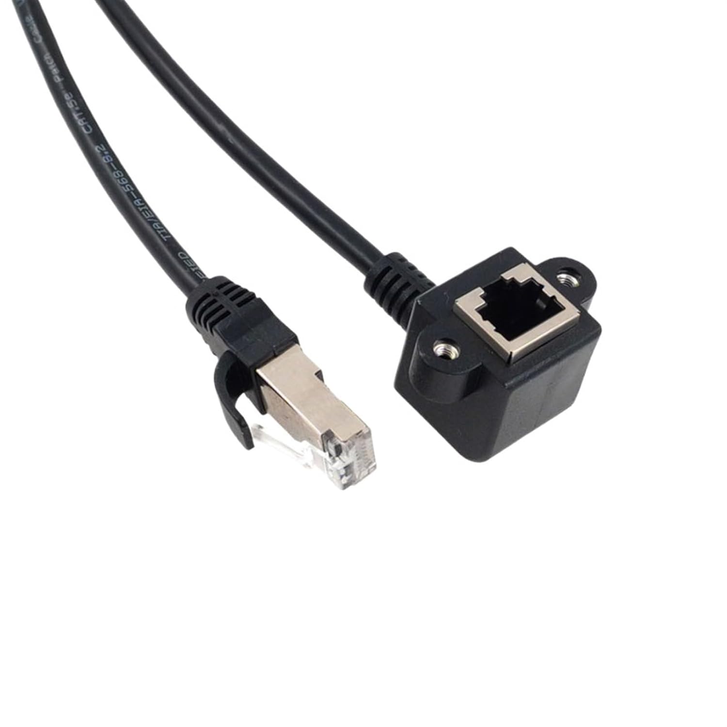 RJ45 Cable Male to Female Screw Panel Mount Ethernet LAN Network Shield 90 Degree Right Angle Extension Cable 0.3 metres 0.6m 1m 1.5m(Angle 0.3m)