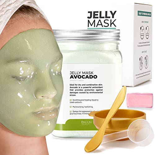 BRÜUN Jelly Mask Jar Avocado Peel-Off Face Care Rubber Mask, Avocado Jar, 652 g (Pack of 1)