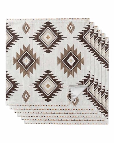 Servilletas de Tela Aztecas Brown Set de 6 20x20 in miniatura 1