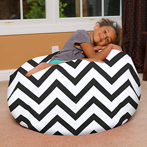 Posh Beanbags Bean Bag Chair, Large-38in, Canvas Chevron Black and White - Image 6