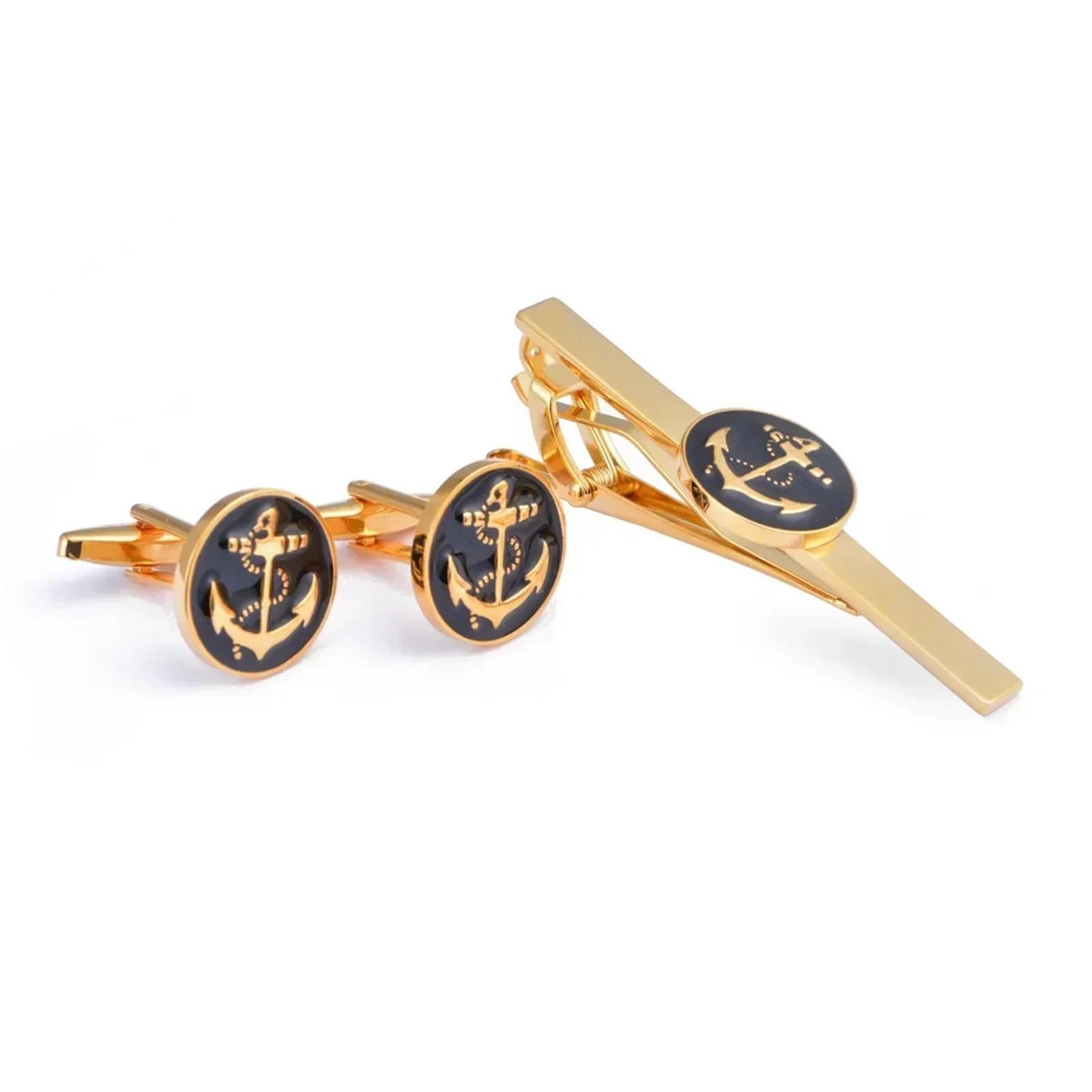 Gemelli alla moda, gemelli con ancora, fermacravatta, accessori for feste aziendali da uomo Per Uomo