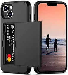 Capa Porta Cartão para o iPhone 15 - Compartimento Oculto para Amazenamento de 2 Cartões e Proteção Anti-impacto Cor: Preto