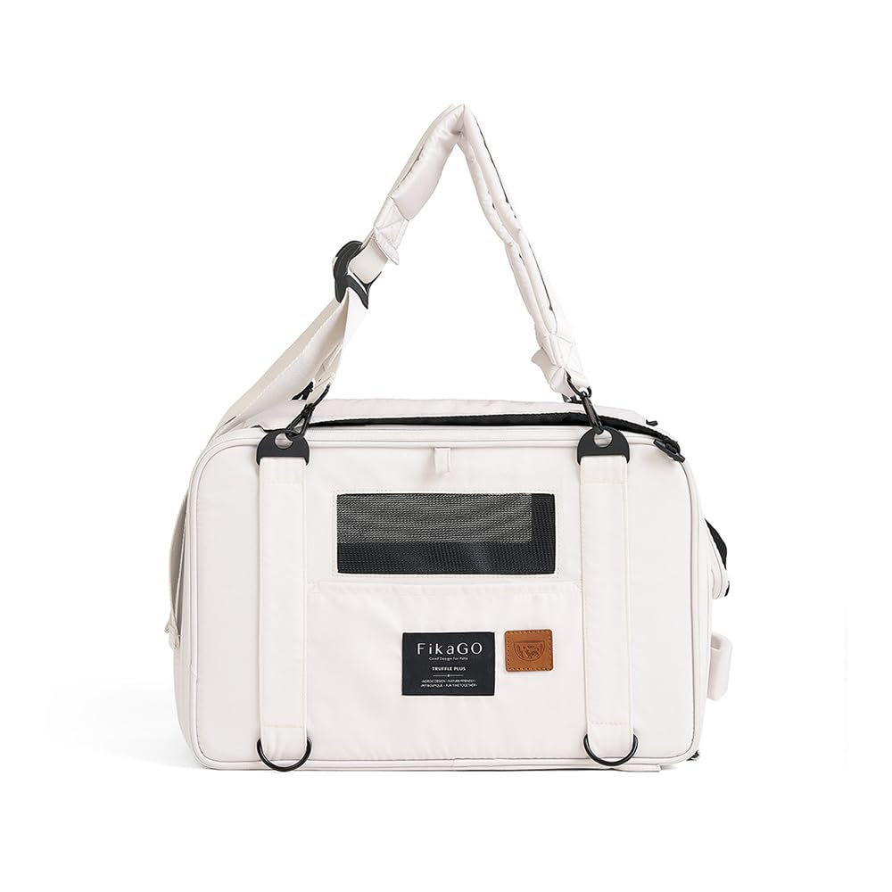 FikaGO Borsa da viaggio 3 in 1 per cani e gatti Truffle Plus - Zaino, Borsa a tracolla e bagaglio a mano (Creamy Cloud, L)