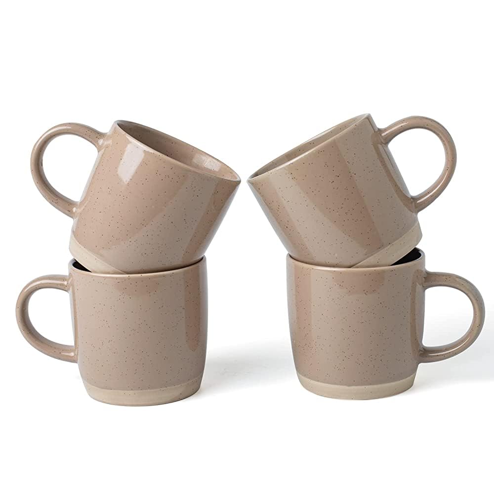 Richmount Milkyway Coffee Mugs Set of 4, 12oz/340ml Stoneware Tea Cups with Large Handle for Latte/Cappuccino/Milk/Cocoa/Tea, Microwave & Dishwasher Safe, Brown — image 1