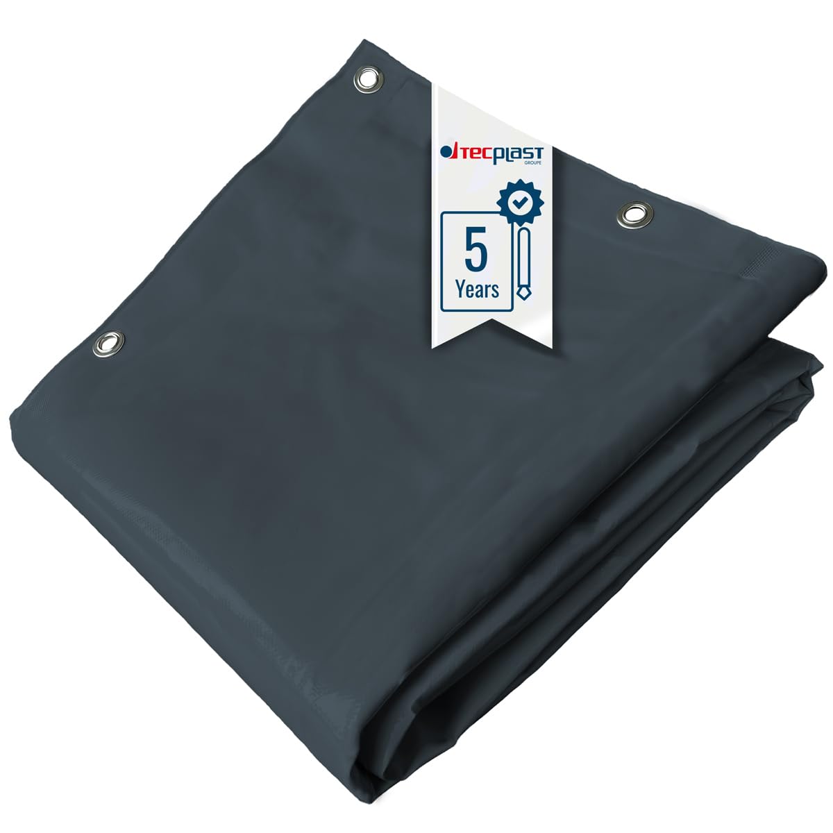 TECPLAST Bâche PVC 2x3 m Gris Anthracite - Garantie 5 Ans - LP506MU - Bâche de Protection étanche - Résistance Anti-​UV