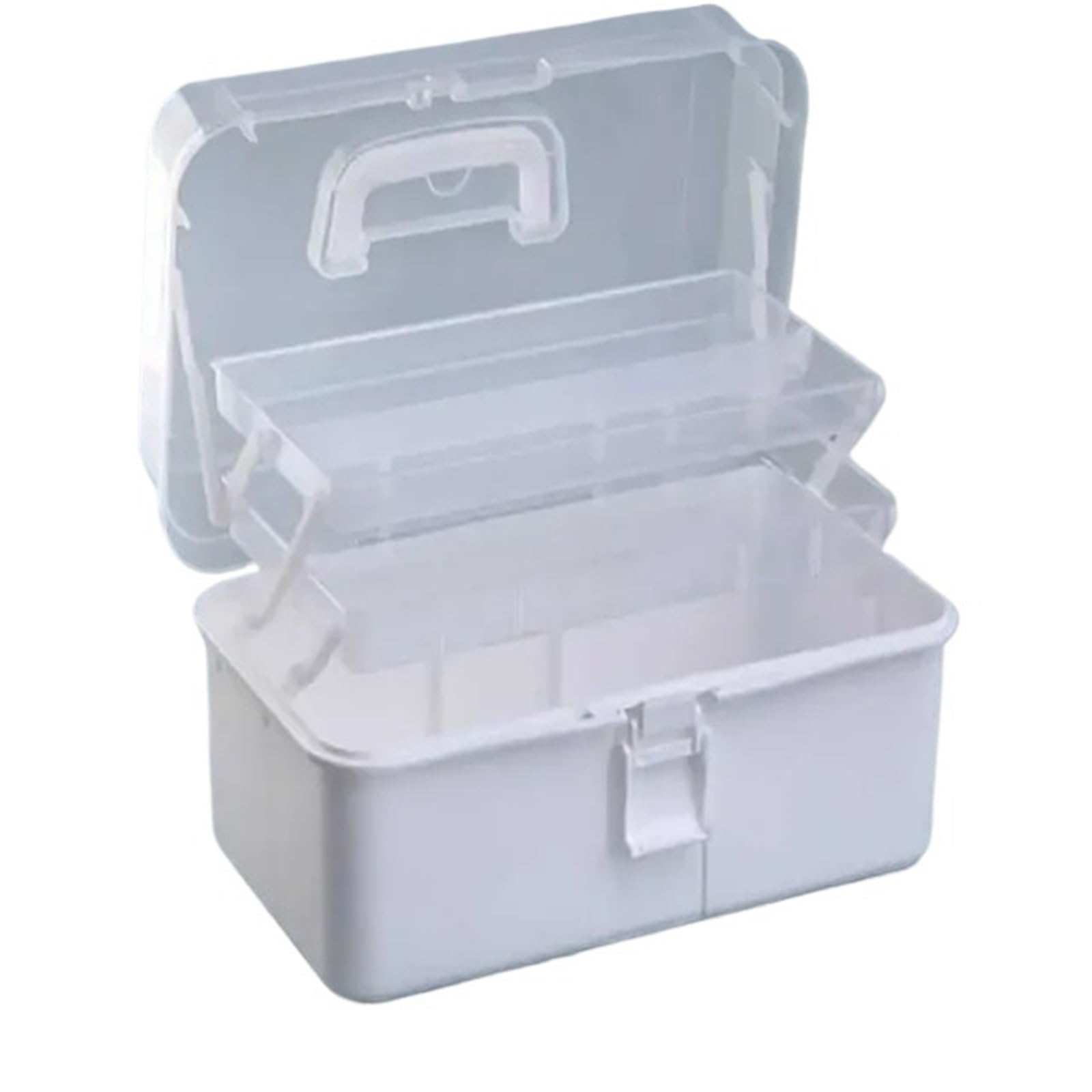 Three-Layer Transparent Plastic Craft Storage Box, Sewing, Folding Tool, Art Student Miscellaneous for Home(White)