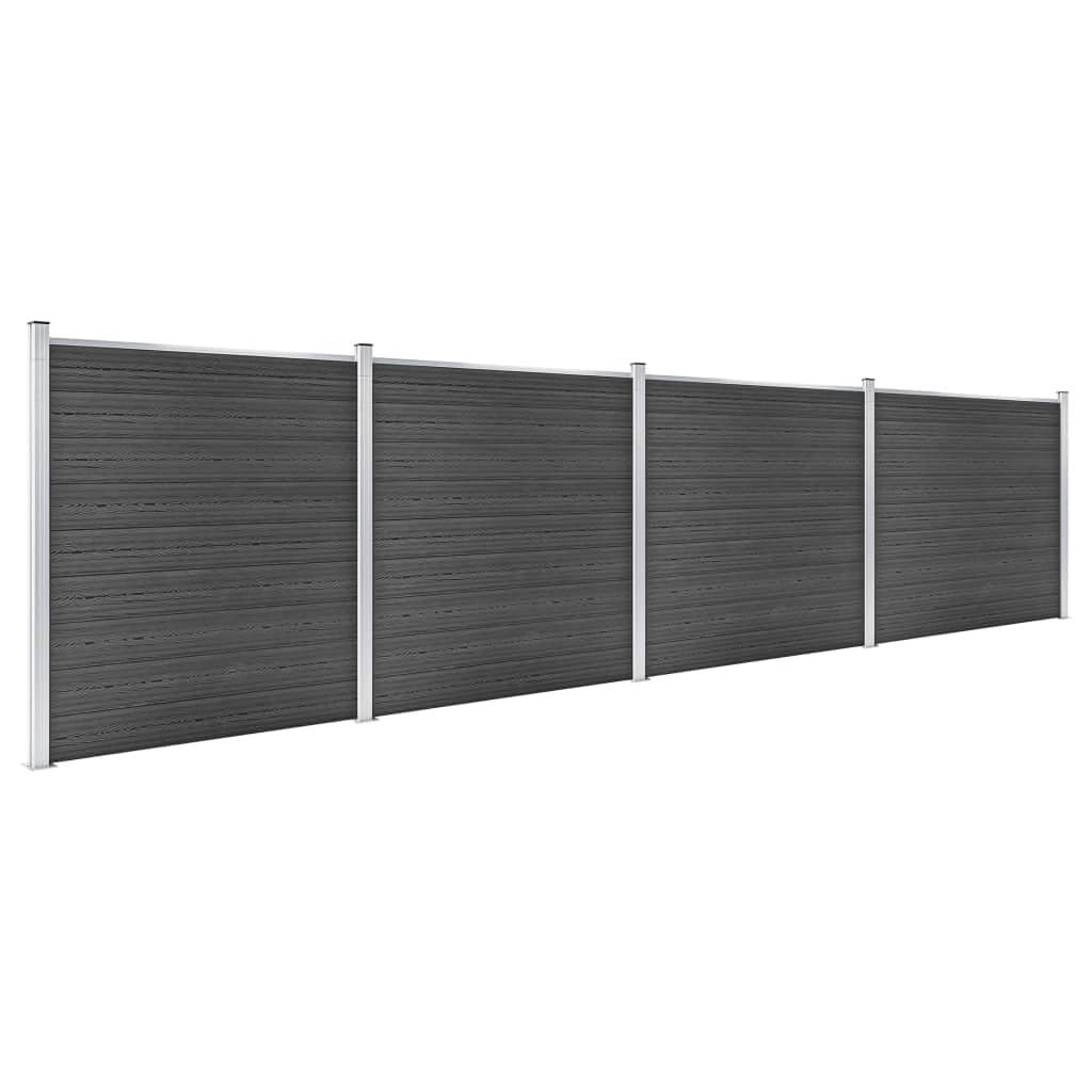 vidaXL Set Pannelli di Recinzione in WPC 699x186 cm Nero