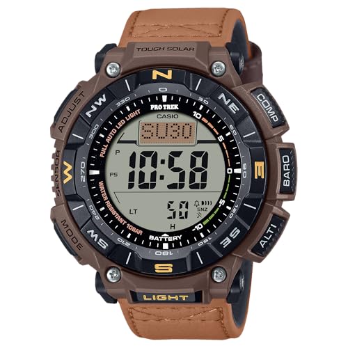 Casio PRO TEK PRG340L-5 Digital Watch - Brown Leather