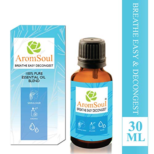 Image of Natural and Pure Breathe Easy Decongest Essential Oil Blend 30 ML for Sinus, Congestion Relief | Peppermint, Eucalyptus, Tea tree, Lemon, Laurel Leaf, Cardamom Oil (Blue)