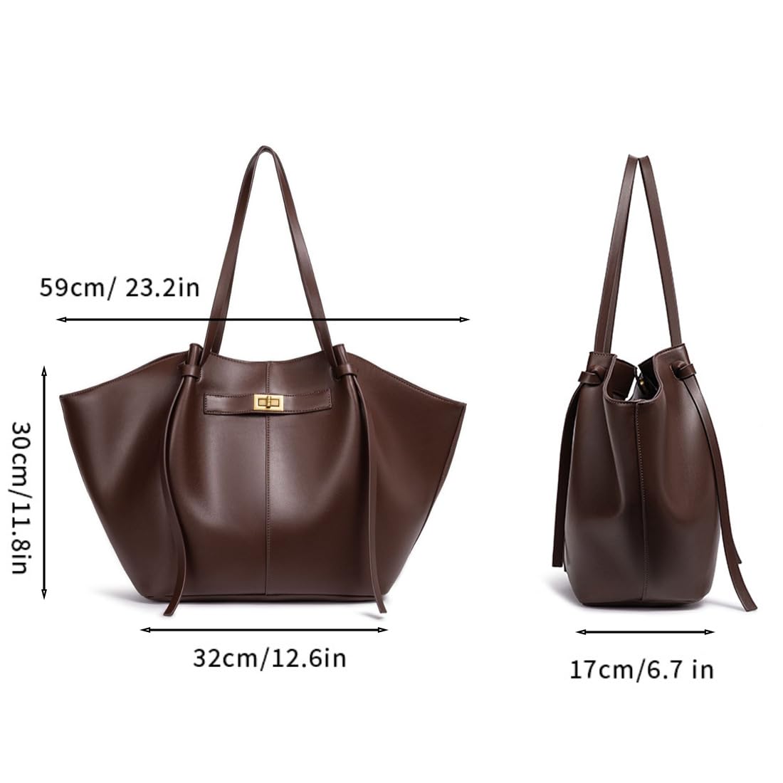 Leder Tote Bag Damen Shopper Tasche Groß Henkeltasche Hobo Handtasche Vintage Schultertasche für Arbeit Schule Einkauf Reisen Büro