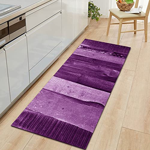 YUKHJ Tapis Cuisine,Tapis De Couloir Tapis De Cuisine Long Antidérapant Rétro Violet À Rayures Irrégulières Surpiqûres De Planches De Bois Tapis De Sol Anti-Fatigue Tapis De Sol Rembourré en Épong