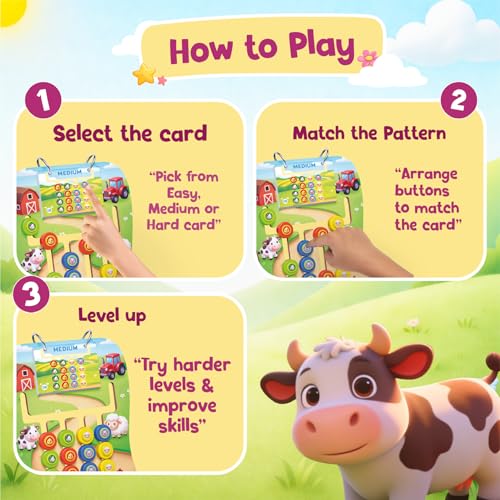 Image of Spartan Kids Fun Farm Coder Color Matching Board Game, Baby Toys Farm Animals Pattern Play, Montessori Learning Game for Boys, Kids Games Gift for 3 Year Boy