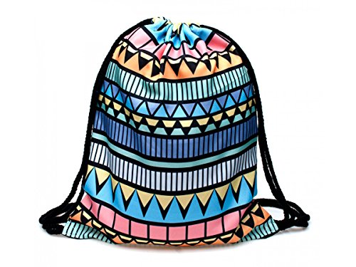 Alsino Turnbeutel Hipster Beuteltasche Sportbeutel Tasche Rucksack Gymsack Jutetasche, wählen:RU-41 Muster bunt