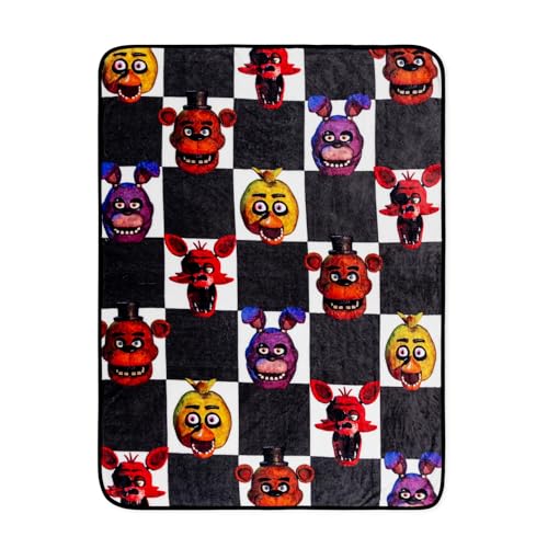 Silver Buffalo Five Nights At Freddys Checkerboard Fleece Throw Blanket for Sofa Bed | 45 x 60 Inches