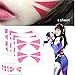 Cosplay Face Temporary Tattoos, 12 Tattoos Overwatch DVa Face Tattoo Stickers 2 Sizes Pink