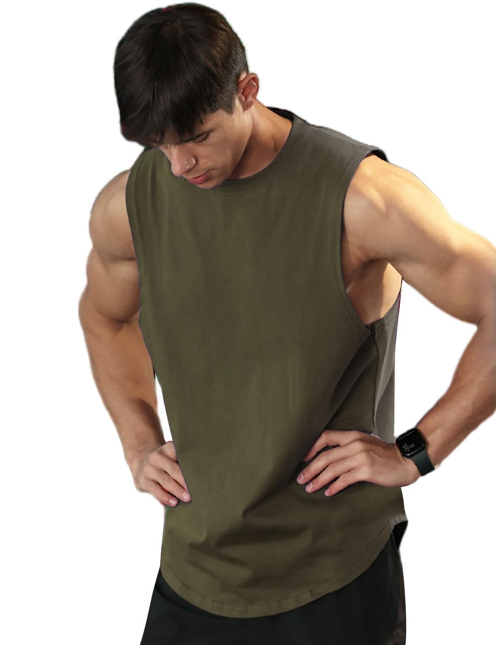 Viisendy ProMen's Athletic Tank Tops Vest Workout Bodybuilding Workout Gym Shirts Cotton Cut Out Sleeveless Muscle Tees