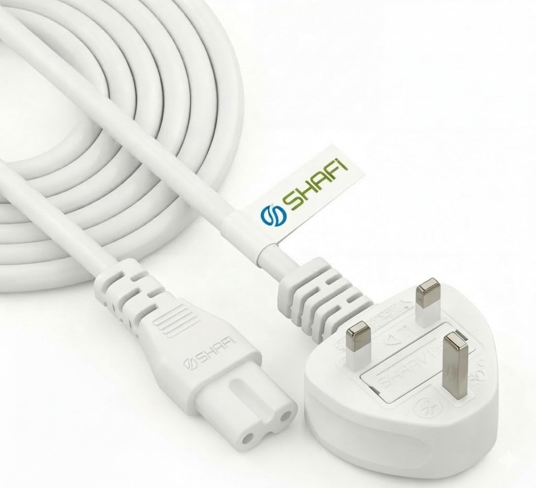 3-Meter Figure 8 Power Lead - Certified 2-Pin IEC-C7 to 3-Pin Plug UK 3A Fuse 0.75mm² - AC Mains Power Adapter Charger Cord - TV Cable Compatible for Samsung LG Sony PlayStation PS5-3M