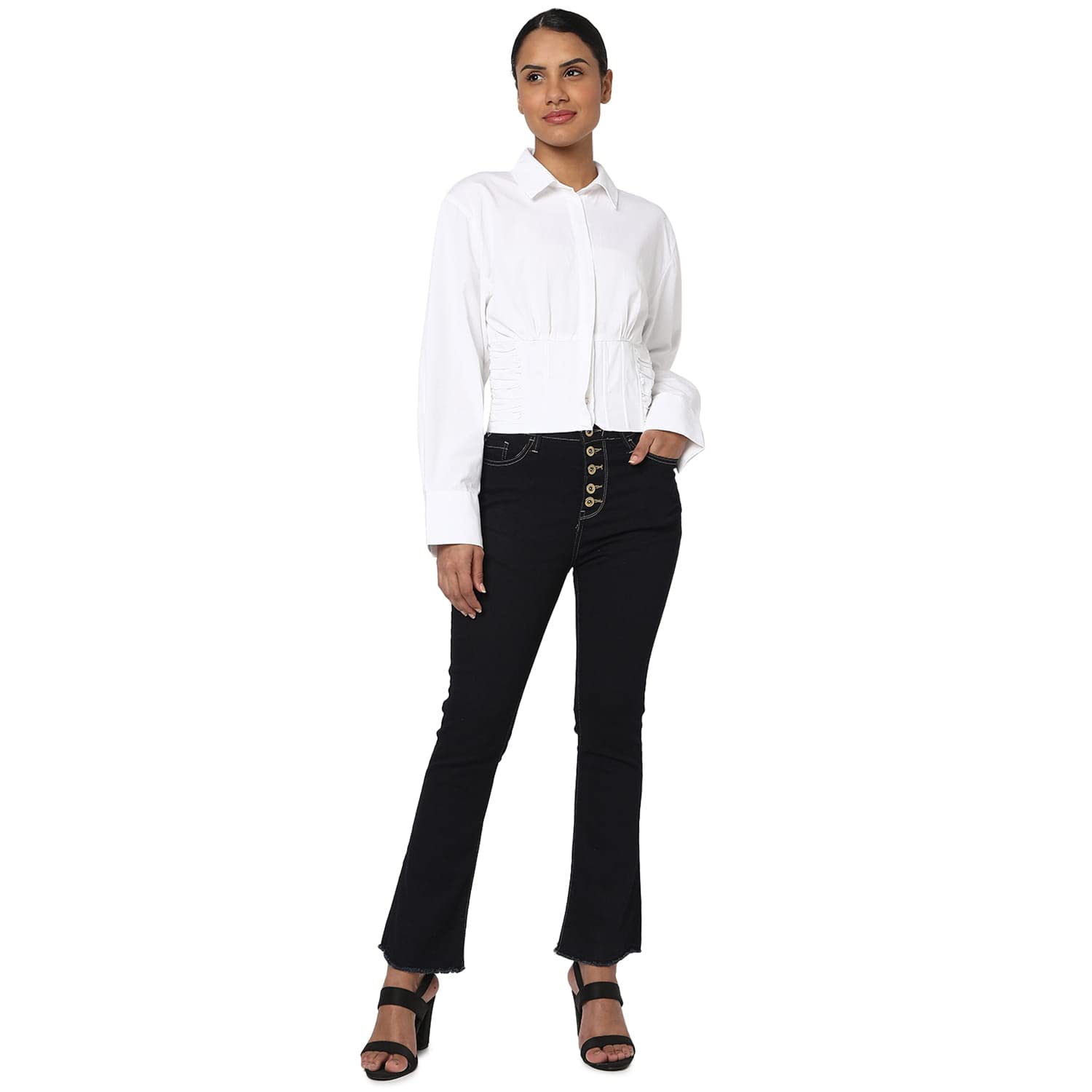 Spykar Women's Cotton Solid Slim Fit Shirt in neutral