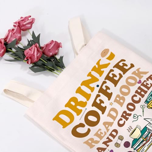 Bolso tipo tote tejido a ganchillo para amantes del café y del crochet, regalo ideal miniatura 3