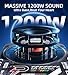 SPNANMA 1200W Under seat Subwoofer and Amp Package, Slim Car Subwoofer with RGB Beat-Synced Lights, Adjustable Low Pass/Gain/Bass Boost, All-in-One Subwoofer and Amp Perfect for Truck, SUV, Jeep, MPV