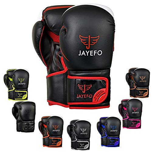 Jayefo Glorious Boxing Gloves (Black/RED, 12 OZ)